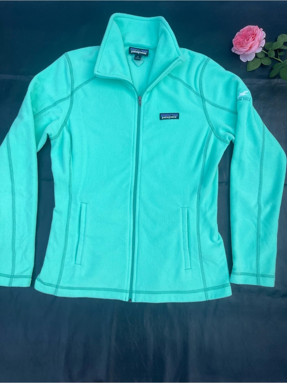 Women's Patagonia Fleece Jacket Micro D Full Zip Mock Neck S Medium Turquoise